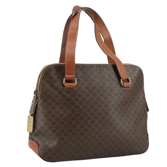 CELINE Macadam Canvas Hand Bag Pvc Leather Brown - Picture 1 of 12